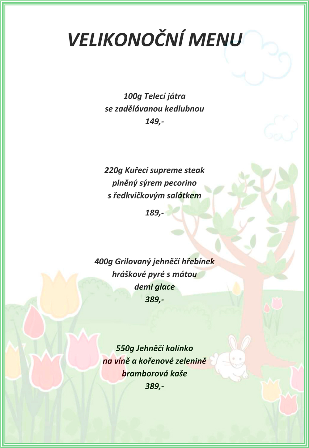 menu velikonoce